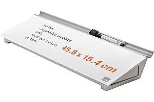 Nobo Lavagnetta da scrivania in vetro, Blocco scrivania per note con Pennarello cancellabile a secco, Lavagna con Cassetto laterale Portaoggetti, Senza Cornice, 458 x 60 x 140 mm, Bianco