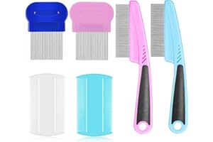 ZUKENT 6Pcs Flea Comb Cat Combs Set Flea Lice Comb Fine Tooth Comb Dog Comb Multifunctional Pet Hair Comb for Grooming and Dehairing Face and Paws for Large Medium Small Dogs Cats - 3 Type