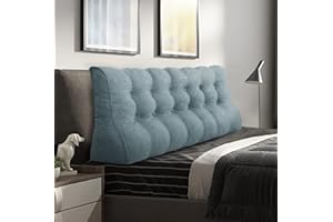 ‎BNCKTRD BNCKTRD Großen Keil Lesekissen Hoher Rückenlehne Lendenkissen Erleben Sie Ultimative Entspannung und Lesevergnügen mit Waschbar Leinen Bezug 180cm Grau