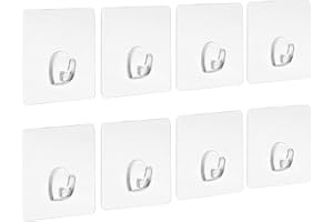 Blulu Crochets Adhésifs Crochets Muraux Transparents Crochets à Ventouse pour Porte de Salle de Bain et de Cuisine, 8 Paquets