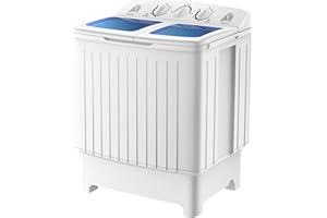 TANGZON Twin Tub Washing Machine, 8KG Portable Washing Machine and Spin Dryer Combo with Timer Control & Drain Pipe, Small Washers for Camping Dorms Apartments RVs (5KG Washer 3KG Drying, Blue)