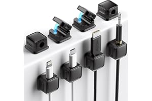 8 Pack Cable Clips Management, Adjustable Cord Organiser Holder, VOMEP Magnetic Strong Adhesive Wire Holder for Desk,Wire Charger Holder Neatly for Nightstand,Kitchen Appliances(Black）