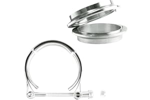 Godimg Morsetto V band 3 pollici (76mm),Kit di flangia-fascette a V,con morsetto a V in acciaio inox e flangia in ferro,per tubi di scarico turbo