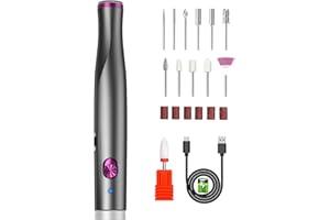 Nagelfräser Akku Kabellos 22000u/Min,YaFex Elektrische Nagelfräser für Gelnägel mit 12 Nagelfräser Aufsätze,Fräser für Gelnägel mit LED Lampe (gery)