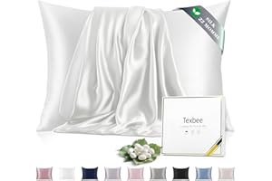 Texbee Silk Pillowcase, 22 Momme Mulberry Silk Pillowcases for Hair and Skin Health, Soft Smooth Breathable Cool Satin Pillow Case for Beauty Sleep, with Gift Box, 1pc (50x75 cm, Ivory White)