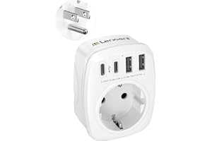 LENCENT Reseadapter Sverige/EU till USA, Typ B International Travel Adapter