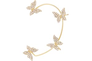 BSLVWG deux pièces paillettes strass papillon boucles d'oreilles Vintage non percé fausses boucles d'oreilles mariage alpiniste sac oreille bal femmes boucles d'oreilles