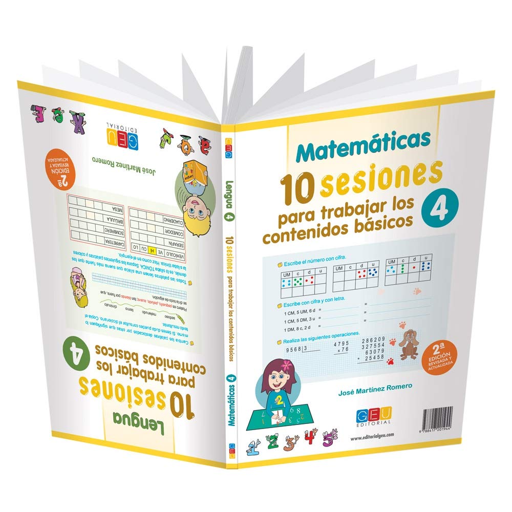 10 Sesiones para trabajar Los Contenidos básicos 4 - 2ª Edición/ Editorial Geu/ 4º primaria/ Mejora Lengua y matemáticas/ Recomendado Como Apoyo