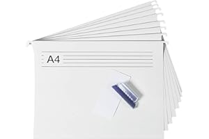 Bigso Box of Sweden Cartelle sospese con etichette - Contenitore per documenti in carta per JOHAN Box - Pratici raccoglitori documenti per certificati, ricevute o documenti - Set da 8 - bianco