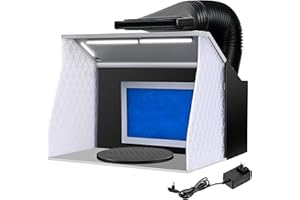 Autolock Kit de cabina de pintura portátil para aerógrafo, cabina de pintura con plato giratorio y manguera de filtro, cabina de pintura portátil con gran capacidad para maquetas, manualidades, uñas,