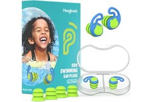 Hearprotek bouchon oreille piscine enfant, 2paires boule quies enfant réutilisables silicone étanche pour petits conduits auditifs-protege oreille pour natation,douche,bain,surf 3-12 ans(bleu)