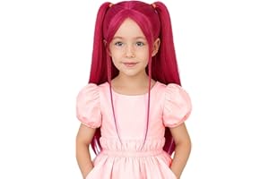 SEIMAINURS Mira Cosplay Wig for Kids Costume Wigs, Rumi Mira Zoey Costume Short Straight Rose Red Wig Halloween Cosplay Props,Anime Wigs