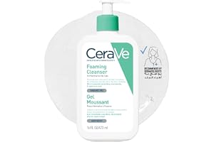 Cerave Foaming Cleanser for Normal to Oily Skin with Hyaluronic Acid 473ml | Gentle Foaming Cleanser with 3 Essential Ceramides, Removes Excess oil, Fragrance-Free, Dermatologist Developed Formula
