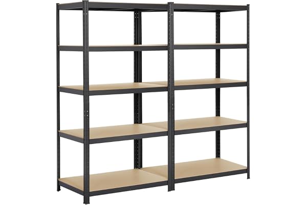 Yaheetech 2 st. förvaringshylla 180 x 90 x 60 cm hylsa tyngdhylla källarhylla med pulverlackerad yta