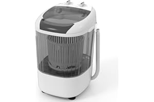 TANGZON 2-in-1 Portable Washing Machine, Single Tub Small Washer Spin Dryer with Timing Function, Compact Laundry Machine for Camping Caravan Dorms Apartments (2 Knobs, 15 min Wash, 6 min Spin, Grey)