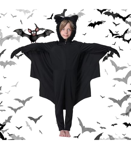 Fledermaus Kostüm Für Kinder (120 Cm) | Mit Umhang, Maske & Haarspangen | Halloween, Karneval, Cosplay