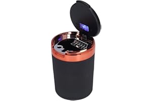 PILIPANE Car Ashtray, 3W Luminous Car Ashtray,Portable Travel Auto Car Ashtray with LED Light Lid, Mini Car Travel Cigarette Holder for Vehicle Truck Car, Home, Office,Travel Outdoors Camping (Orange)