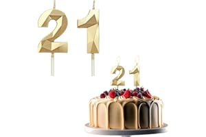 JEKUGOT 21th Birthday Candles for Cakes, Number 21 Candle, Gold Candle, Cake Candles Cake Topper Decorations for Birthday Party, Wedding, and Anniversary Celebration Supplies