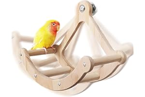 VGECEE vogelspielzeug Schaukel Holz Vogel Schaukel Papageienspielzeug Vogelspielzeug Hängend Wellensittich Papageien Spielzeug Natur Interaktives Sitzbrett für Wellensittiche Nymphensittiche Papageien