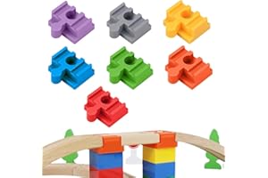 GXGM 7 Pièces Adaptateurs De Pont Compatibles Avec Les Chemins De Fer En Bois Brio Et Les Blocs De Construction Duplo,4 * 3.2 * 1.9Cm Coffret D'Extension De Rails Pour Circuit Train Bois(7Couleurs)