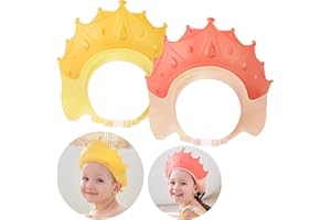 FUSACONY Duschhaube Kinder, Baby Sicherer Shampoo Cap, Baby Verstellbarer Shampoo Schutz, Shampoo Schutz für Kinder, Haare waschen ohne Tränen, für 0-9 Jahre Krone (2-Pack)