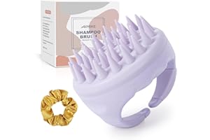 AIMIKE Scalp Massager Shampoo Brush, Soft Silicone Scalp Brush Hair Scrubber, Hair Washing Scalp Exfoliator Brush for Dandruff, Head Scrubber for Thick Curly Wet Dry Hair of Women Men Kids, Mauve