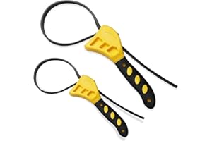 QinyOulhause 2-tlg. Bandschlüssel Set Ölfilterschlüssel Gummi Rohrzange 6” & 8” Universal verstellbarer Bandschlüssel für Ölfilter Sanitär Rohre Duschköpfe Flaschenöffner Schwarz Gelb