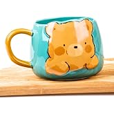 Mukko Home Sevimli Ayı Kabartmalı Porselen Kupa - 350 Ml, El Dekoru Boyama, Şık Ve Dayanıklı Kupa,Turkuaz, MUG51T