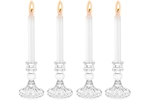Sziqiqi Set di 4 Portacandele in Vetro, Porta Candele Candeleros Conico in Vetro Trasparente, Eleganti Portacandele Candelabro Cristallo Centrotavola per Sala da Pranzo Soggiorno Festa di Matrimonio