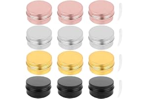 Cutefly 12 Botes vacíos de Aluminio de 20 ml, para bálsamo Labial, Crema y muestras de Arte de uñas., Oro, Rosa, Plata, Negro, Talla única, Döschen - Recipiente para cosméticos