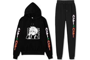flowereyes Anime Hunter x Hunter Casual Trainingsanzüge 2 Stück Set Killua Langarm Hoodie Hisoka Jogginghose Gon Sweatshirt Hose