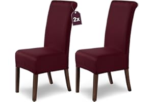 SH SCHEFFLER-HOME LIVE HOMESTYLE SCHEFFLER-Home Fundas Sillas de Comedor Elásticas Marie – Set de 2 Elegantes Fundas Sillas Ajustables – Fundas para Sillas hidrófugo con Banda Elástica, Burdeos