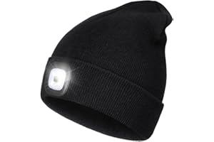 Wmcaps Rechargeable LED Lighted Beanie, Perfect Dad Gifts in Christmas, Stocking Fillers Cap with Light Hands Free Head Torch Unisex Winter Warm Knit Beanie