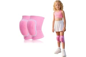 HUSHRICH Knee Pads for Kids Age 6-12 Years, Volleyball Knee Pads Thick Sponge Youth Boys Girls Anit-Slip Sport Knee Support Kneepads Brace for Volleyball Dance Yoga Running Climbing (Pink)