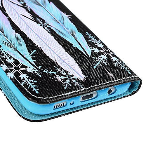 Badalink Case für Samsung Galaxy +S8 (S8 Plus) PU Leder (TPU innere Schicht) Tasche Flipcase Gemalt Bunte Muster Design Schutzhülle mit Kreditkarteninhaber Kippständer Magnet-Schloss Handyhülle +Mehrfunktional Feder und Schneeflocken - 6