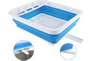 UNOLIGA Scolapiatti Pieghevole con Beccuccio Girevole, Sgocciolatoio Lavandino, Organizer da Cucina Vassoio Scolapiatti per Campeggio Accessori Caravan Camper