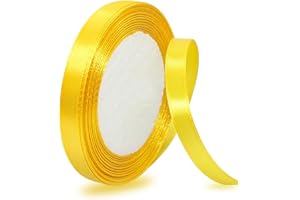 IMSOLDECOR Satinbands Gelb 10mm Breit, 23 Meters Geschenkband Schleifenband für Geschenkverpackungen, DIY-Basteleien, Blumensträuße, Nähprojekte, Schleifenherstellung, Geburtstags- und Hochzeitsdekorationen