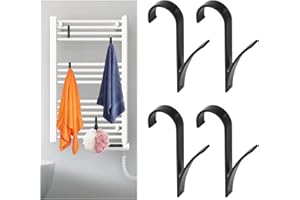 PIYMNYS 4 Stück Haken für Rundheizkörper,Aluminium Heizkörper Haken Handtuchhalter Heizkörper Rundheizkörper Haken Heizung Handtuchhalter Haken für Handtuchheizkörper für Bad und Küchentuchhaken Weiß