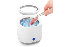 HONEYHOUSE Ultrasonic Cleaner for Dentures, Retainer, Mouth Guard, Aligner, Whitening Trays | Professional Ultrasonic Cleaner Machine 7.5oz(220ml) SUS304 Tank for all dental Appliances, Jewelry, Diamonds