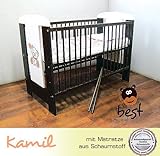 Best For Kids Gitterbett My Sweet Baby mit neuer 10 cm Matratze aus Schaumstoff TÜV Zertifiziert Geprüft, Kinderbett Babybett braun 4 Teile 120×60 - 4