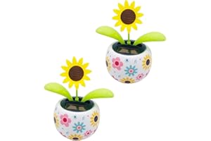CLDAISY 2Pcs Solar Dancings Sunflower Decorations, Sunflower Solars Dancing Flower Solar Dancing Solar Decoration, Solar Powered Swinging Animated Dancer Office Desk Car Decoration, Funny Ornaments