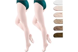 DANCEYOU 2 Paires Collant Danse Classique Femme Opaque avec Pieds/Convertible pour Fille Enfants et Adultes