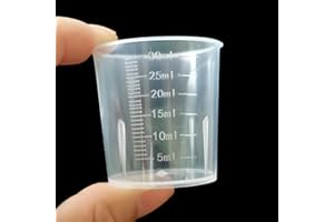 KURKIP 30 ml plastikowe kubki pomiarowe do cieczy – mini przezroczyste kubki na leki kuchenne przezroczyste laboratorium miarka do pieczenia gotowania domowe narzędzie pomiarowe