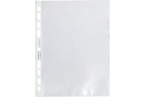 Exacompta - Réf. 51100E - Sachet de 50 pochettes perforées A5 FOREVER en Polypropylène grainé recyclé - Epaisseur 6/100ème - Dimensions : 16,8 x 21,5 cm - Cristal translucide