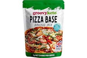 Groovy Keto Pizza Base Mix (Makes 2 bases) | Low Carb | Keto Friendly | High in Fibre | Only 1g Net Carbs Per slice | Keto Baking Mix, Diabetic Friendly - 260g Pouch