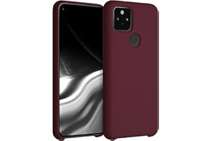 kwmobile Carcasa Compatible con Google Pixel 5 Funda - Case TPU y Silicona antigolpes - Apto Carga inalámbrica - Rojo Vino