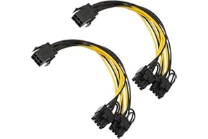 YieJoya Adaptateur pour câbles d'alimentation PCIe 6 broches à 8 broches, pack de 2 adaptateurs d'alimentation 6 broches vers double PCIe 8 broches (6+2) express pour carte graphique