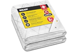 BIKAIN Bâche imperméable pour l'extérieur - 2x3m - 90 g/m2 - Trous soudés renforcés - Polyéthylène laminé croisé 3 Couches - Blanc - Protection Totale - Extra Forte