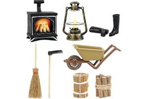 EPOKUS 9 sztuk miniaturowe akcesoria do domku dla lalek, miniaturowe świąteczne kominki vintage, buty do miotły miniaturowe akcesoria dla lalek do Diy 1/12 Miniaturowy dom świąteczny prezent