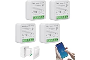 DAJASD Interruttore della luce intelligente, modulo 1 via/2 vie, 4 interruttori della luce Smart Home, compatibili con app Tuya, Alexa e Google Home, mini interruttore WiFi fai da te supporta il